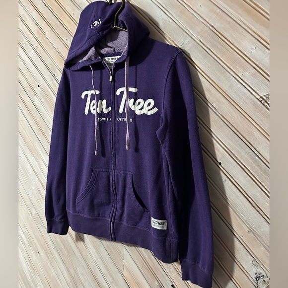 10Tree Purple Full Zipper Embroidered Logo Growing Optimism Hooded Sweater Plant - Picture 2 of 7
